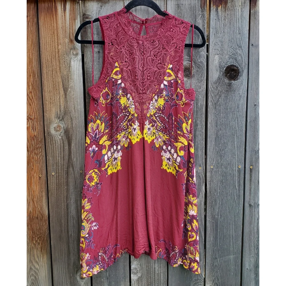 NWT Free People Maroon Lace Slip Dress - Picture 2 of 9